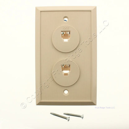 Allen LR64626 Tel Products Ivory 2 Port Telephone Wall Plate Jack Mount