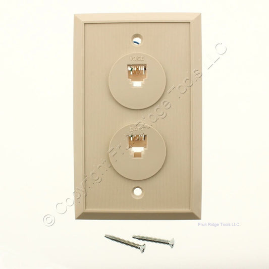 Allen LR64626 Tel Products Ivory 2 Port Telephone Wall Plate Jack Mount