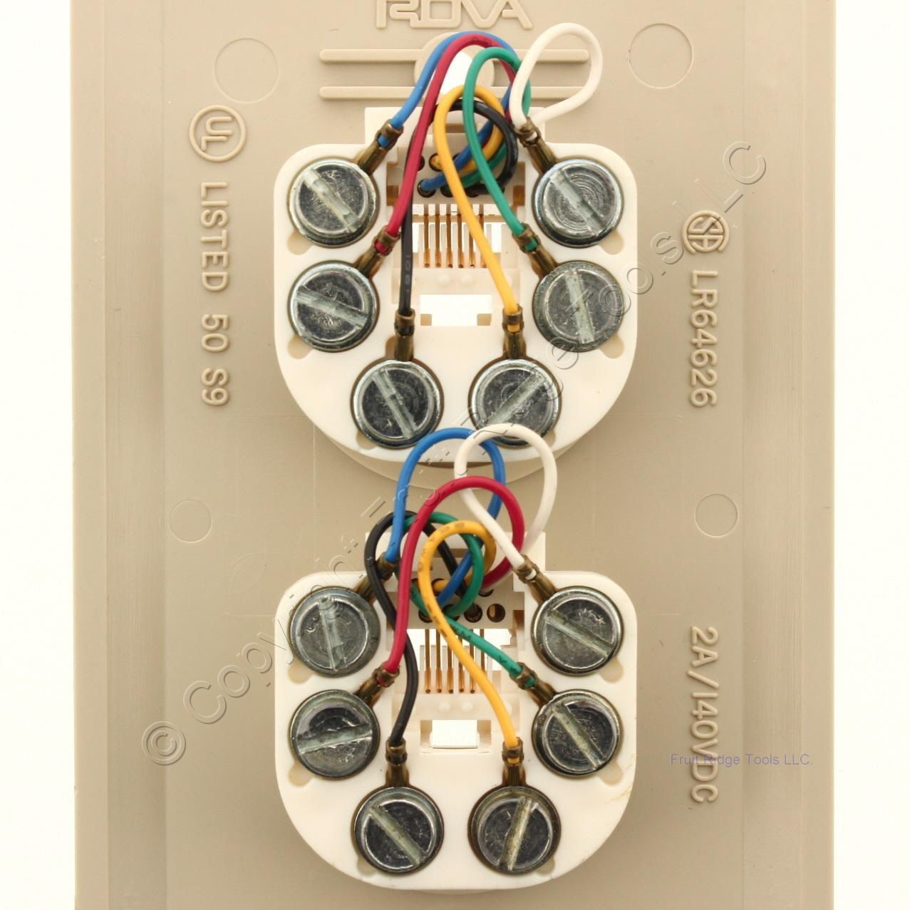 Allen LR64626 Tel Products Ivory 2 Port Telephone Wall Plate Jack Mount