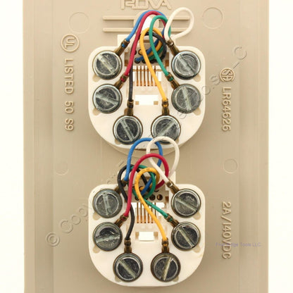 Allen LR64626 Tel Products Ivory 2 Port Telephone Wall Plate Jack Mount