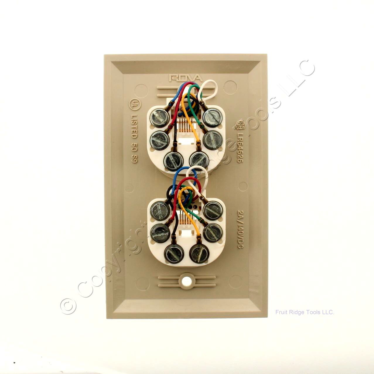 Allen LR64626 Tel Products Ivory 2 Port Telephone Wall Plate Jack Mount