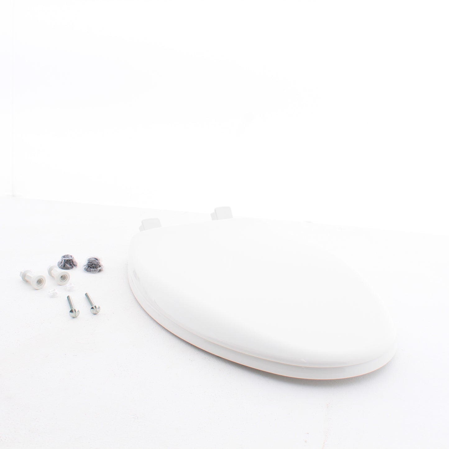 Bemis Elongated White Plastic Toilet Seat Slow-Close Hinges & Easy Clean Feature