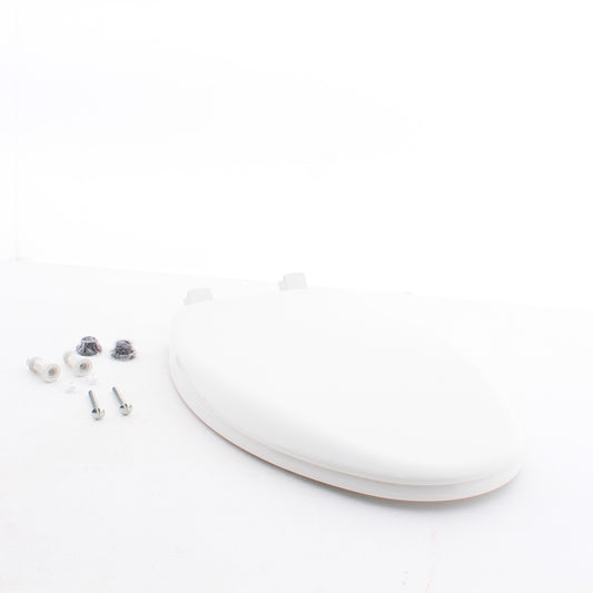 Bemis Elongated White Plastic Toilet Seat Slow-Close Hinges & Easy Clean Feature
