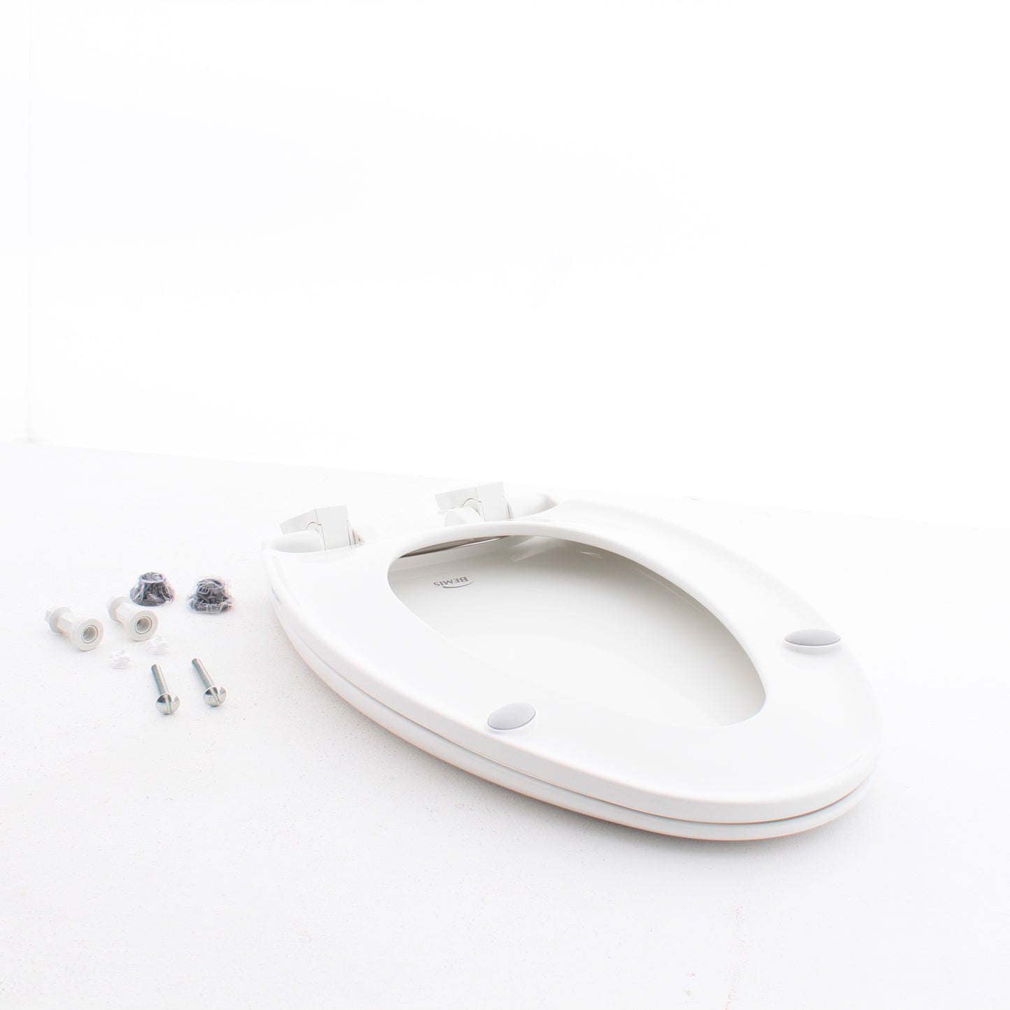 Bemis Elongated White Plastic Toilet Seat Slow-Close Hinges & Easy Clean Feature