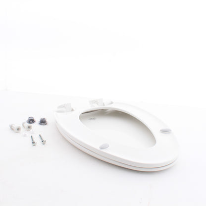 Bemis Elongated White Plastic Toilet Seat Slow-Close Hinges & Easy Clean Feature