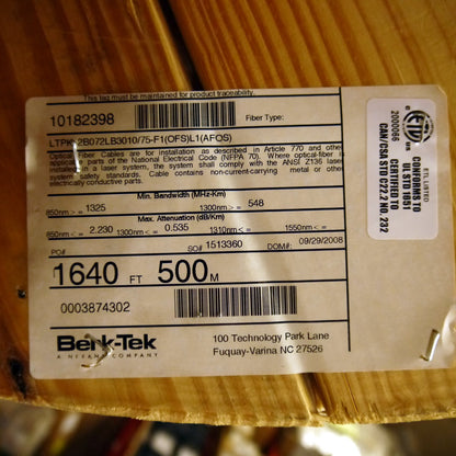1640-ft Berk-Tek Armored GIGAlite 72-Fiber Adventum MM Plenum Fiber Optic Cable