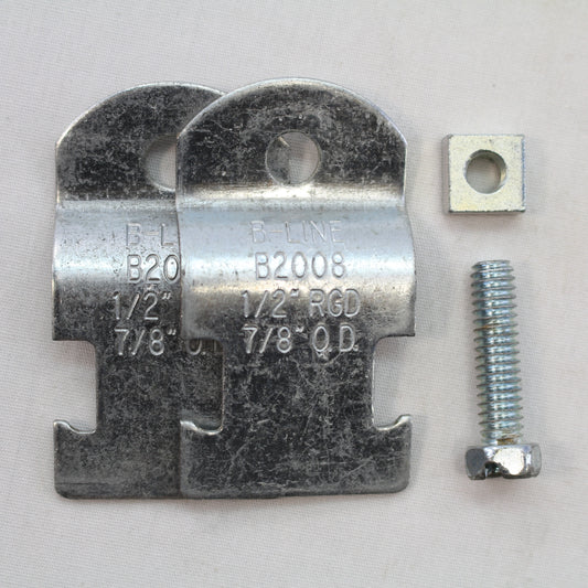B-Line Zinc-Plated Carbon Steel Finish 1/2" Rigid Strut Strap Pipe Clamp B2008