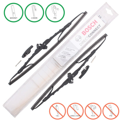 2 Bosch Automotive 40515 Direct Connect Windshield Wiper Blades 15" Conventional