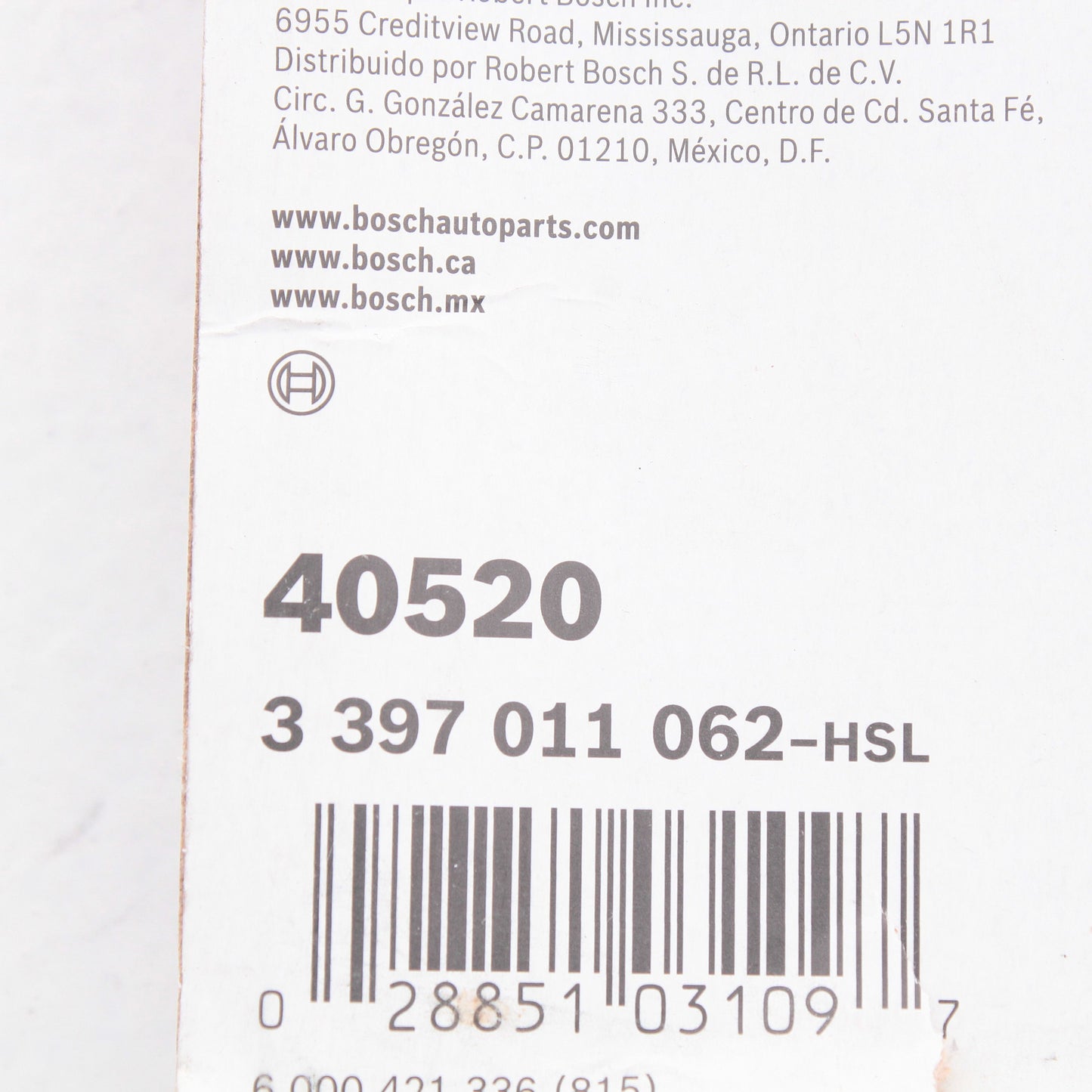 Bosch Automotive 40520 Direct Connect Windshield Wiper Blade 20" Conventional