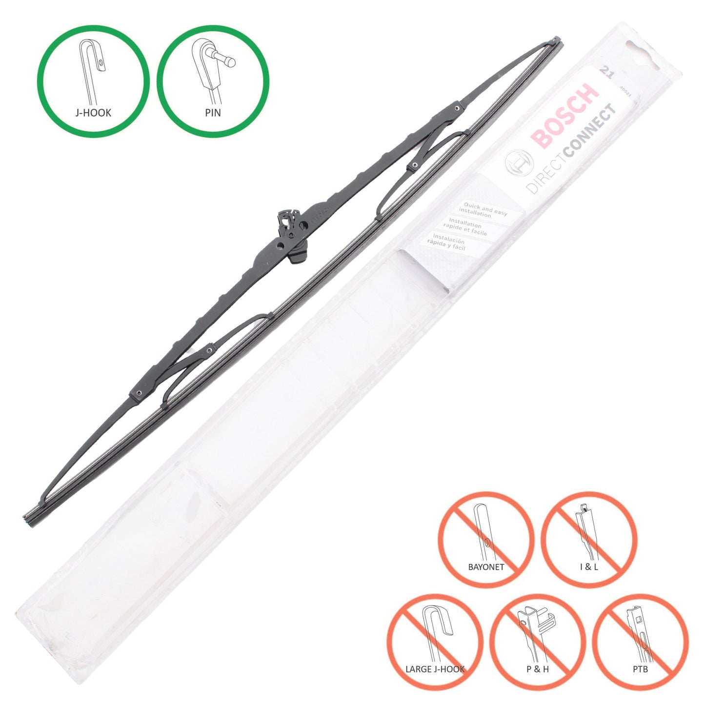 Bosch Automotive 40521 Direct Connect Windshield Wiper Blade 21" Conventional
