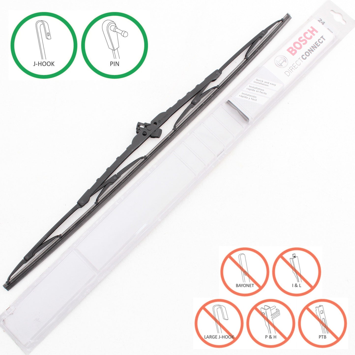 Bosch Automotive 40524 Direct Connect Windshield Wiper Blade 24" Conventional