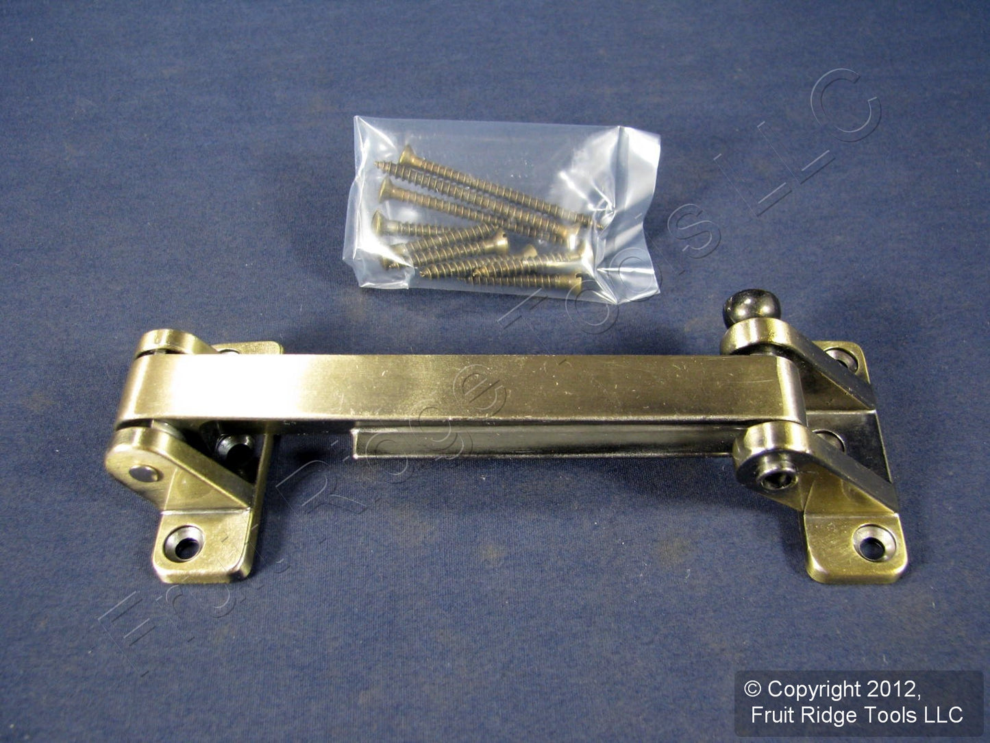Brainerd Vintage Antique Brass Security Bar Keyless Door Safety Lock 577XC