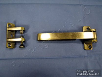 Brainerd Vintage Antique Brass Security Bar Keyless Door Safety Lock 577XC