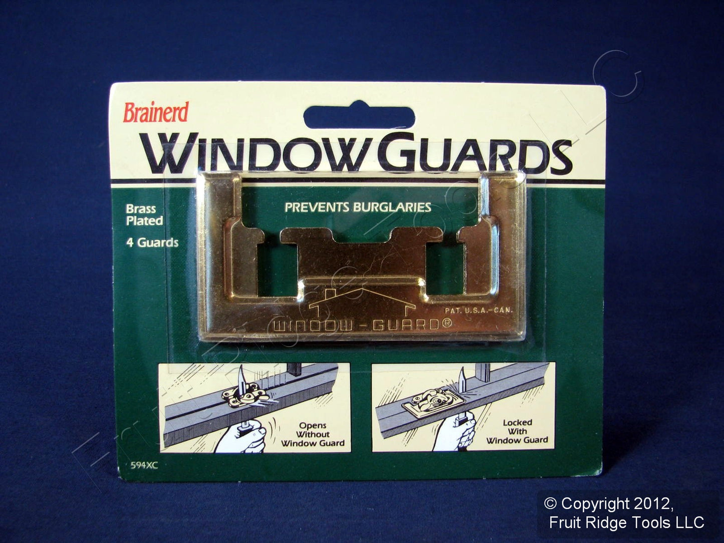 4 Brainerd Brass Plated Window Lock Security Protection Burglary Guards 594XC