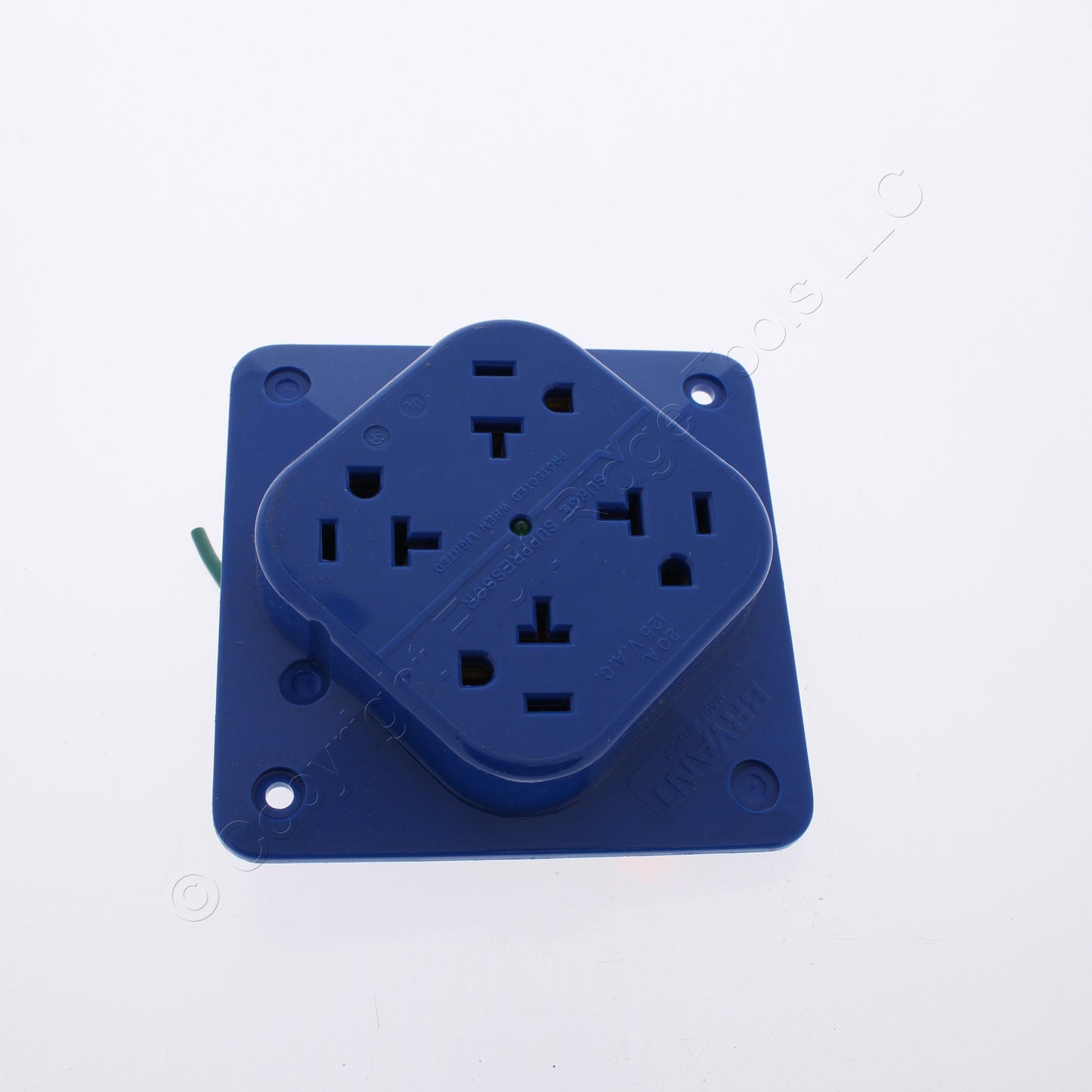 Bryant 21254SLA Blue 20A Quadplex 4-in-1 Receptacle Outlet Adapter Wire Leads