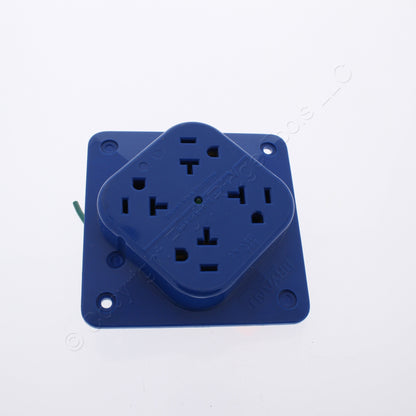 Bryant 21254SLA Blue 20A Quadplex 4-in-1 Receptacle Outlet Adapter Wire Leads
