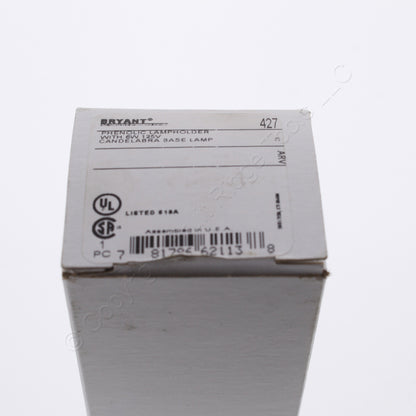 Bryant Pilot Light Candelabra Lampholder Box Mount Bracket 6W Bulb 125V 427