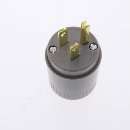 Bryant Hubbell Gray Industrial Straight Blade Plug Nema 5-15P 15A 125V 5266BGRY
