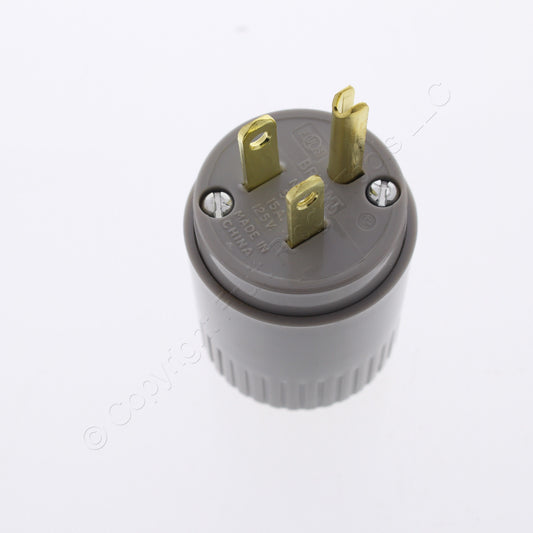 Bryant Hubbell Gray Industrial Straight Blade Plug Nema 5-15P 15A 125V 5266BGRY