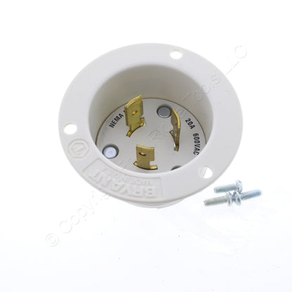 Bryant L9-20 Locking Flanged Inlet L9-20P Motor Base Plug 20A 600V 70920MB