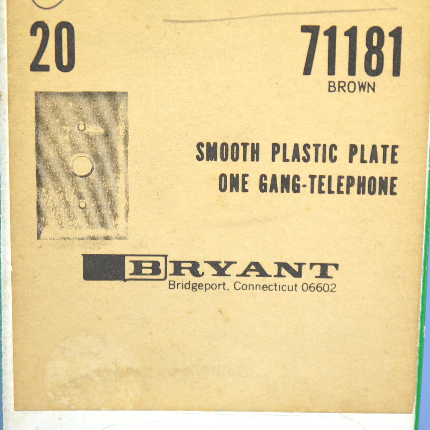 Bryant 71181 Brown 1G Cable Wallplate Telephone Cover Plates .406" Hole 20-Pack