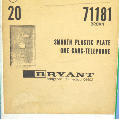 Bryant 71181 Brown 1G Cable Wallplate Telephone Cover Plates .406" Hole 20-Pack