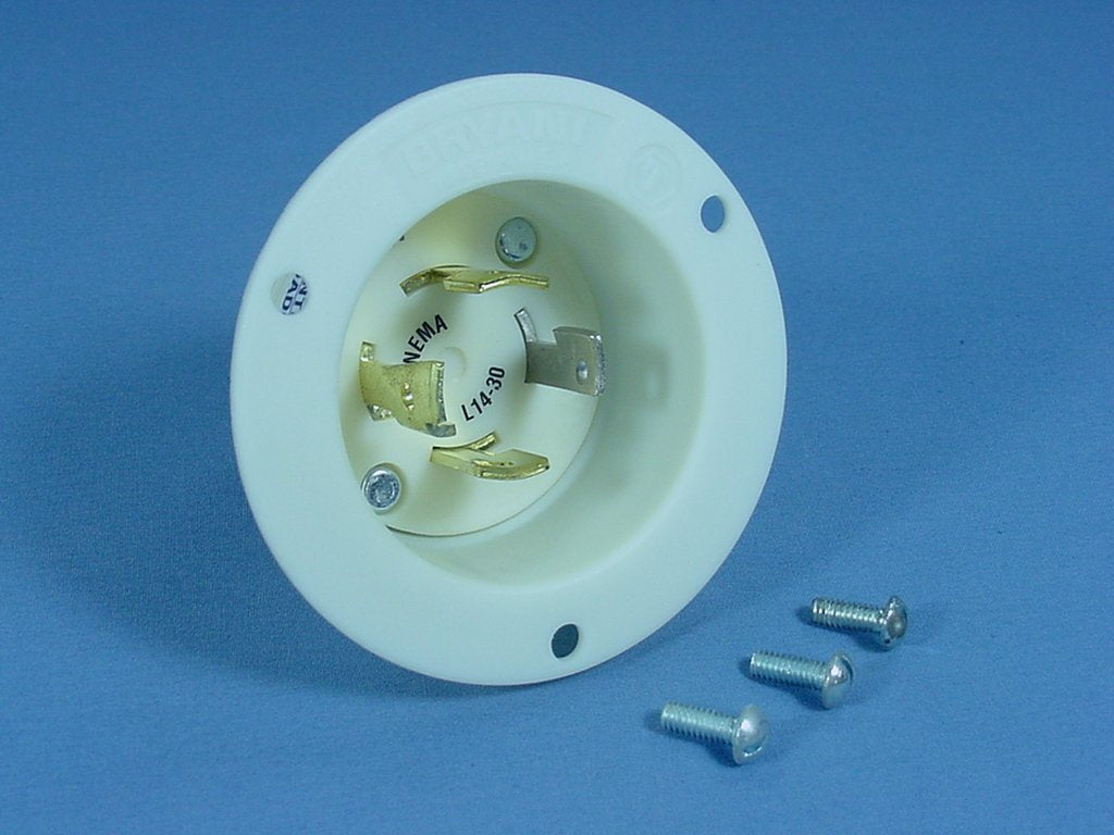 Bryant L14-30P Locking Flanged Inlet 30A Motor Base Plug 125/250V