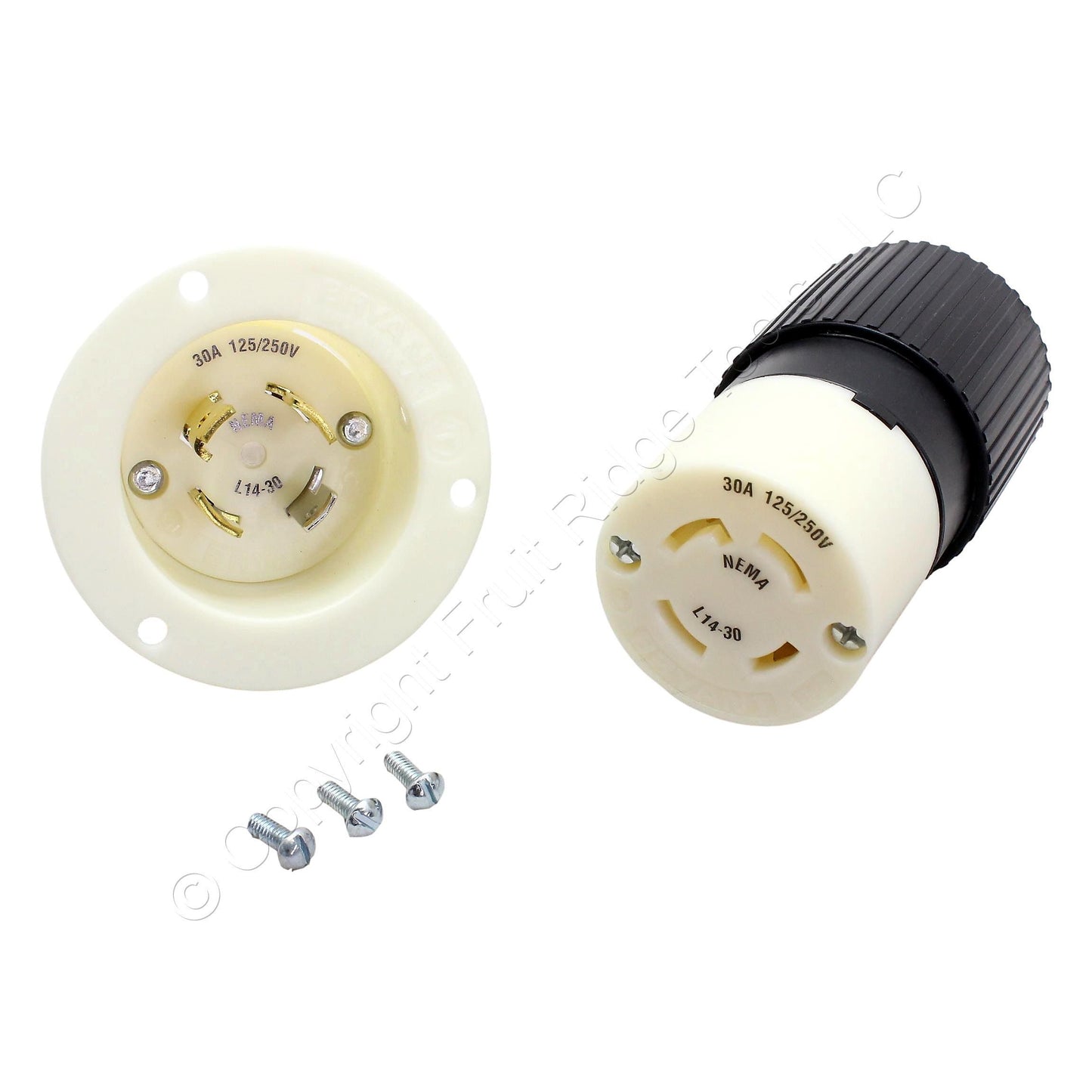 Bryant L14-30 71430MB Locking Flanged Inlet & 71430NC Twist Lock Connector Plugs