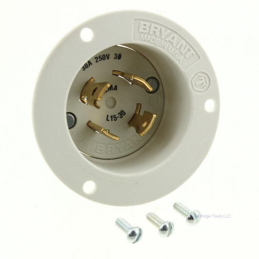 Bryant L15-30 Locking Flanged Inlet L15-30P Motor Base Plug 30A 250V 3� 71530MB