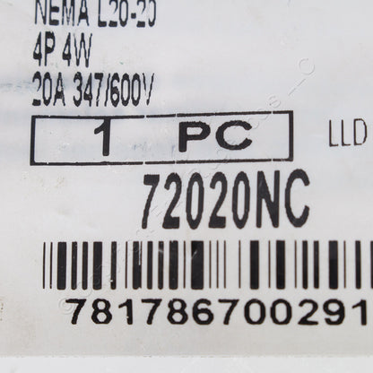 Hubbell Bryant Twist Turn Locking Connector L20-20R 20A 347/600V 3ØY 72020NC