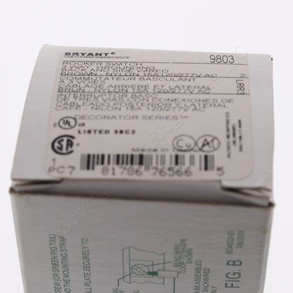 Hubbell Bryant 9803 Brown Industrial Decorator Rocker Switch 15A 3-Way 120/277V