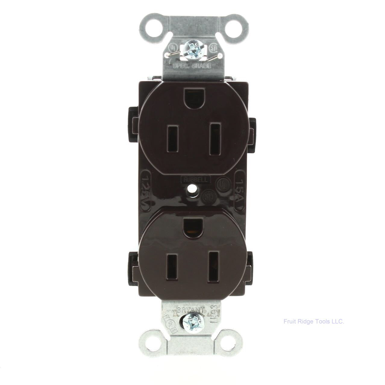 Bryant Brown Straight Blade Outlet Duplex Receptacle 5-15R 15A 125V Bulk