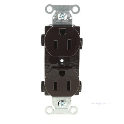 Bryant Brown Straight Blade Outlet Duplex Receptacle 5-15R 15A 125V Bulk