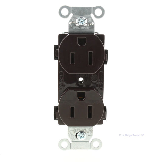 Bryant Brown Straight Blade Outlet Duplex Receptacle 5-15R 15A 125V Bulk