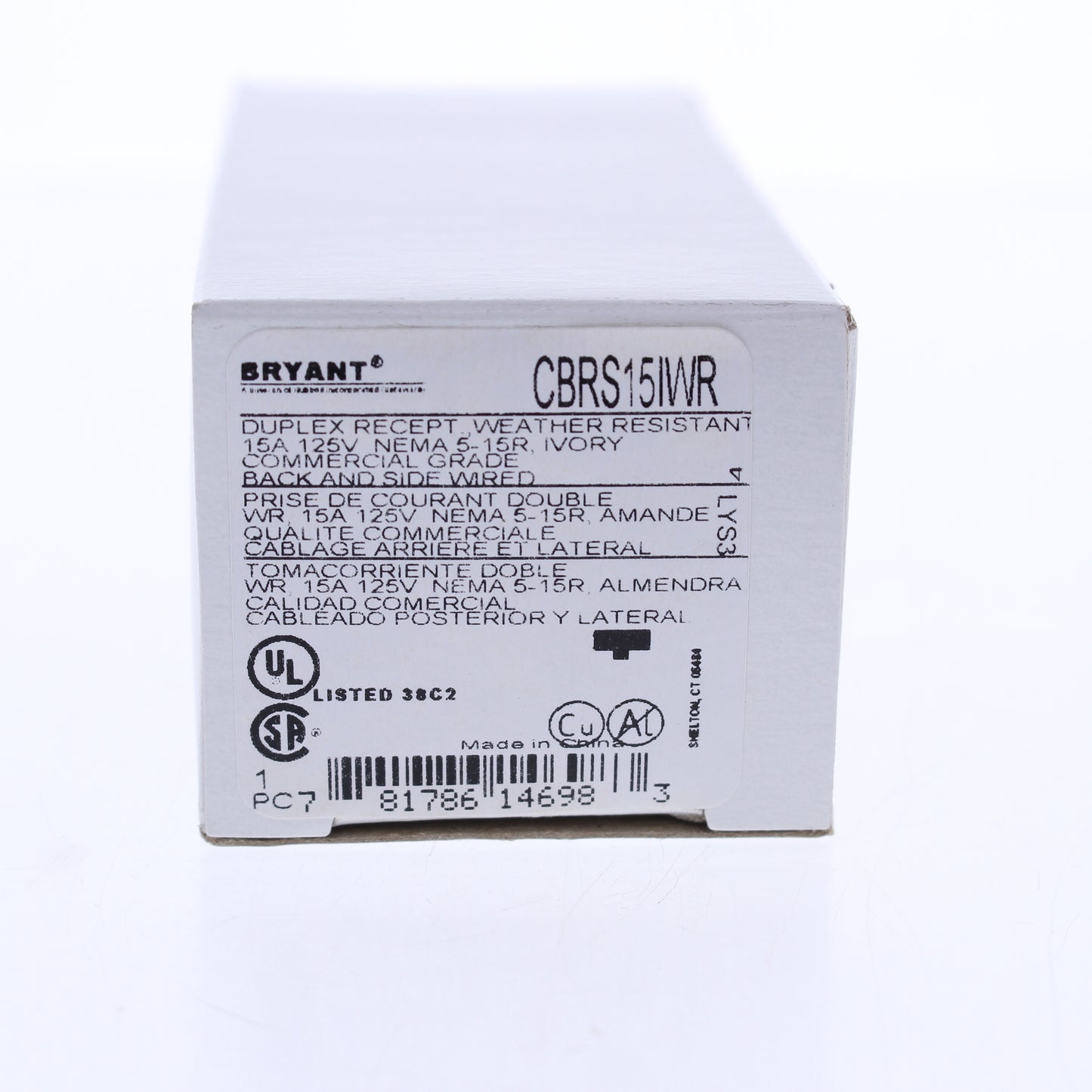 Bryant Ivory Weather Resistant Commercial Outlet Receptacle 15A CBRS15IWR