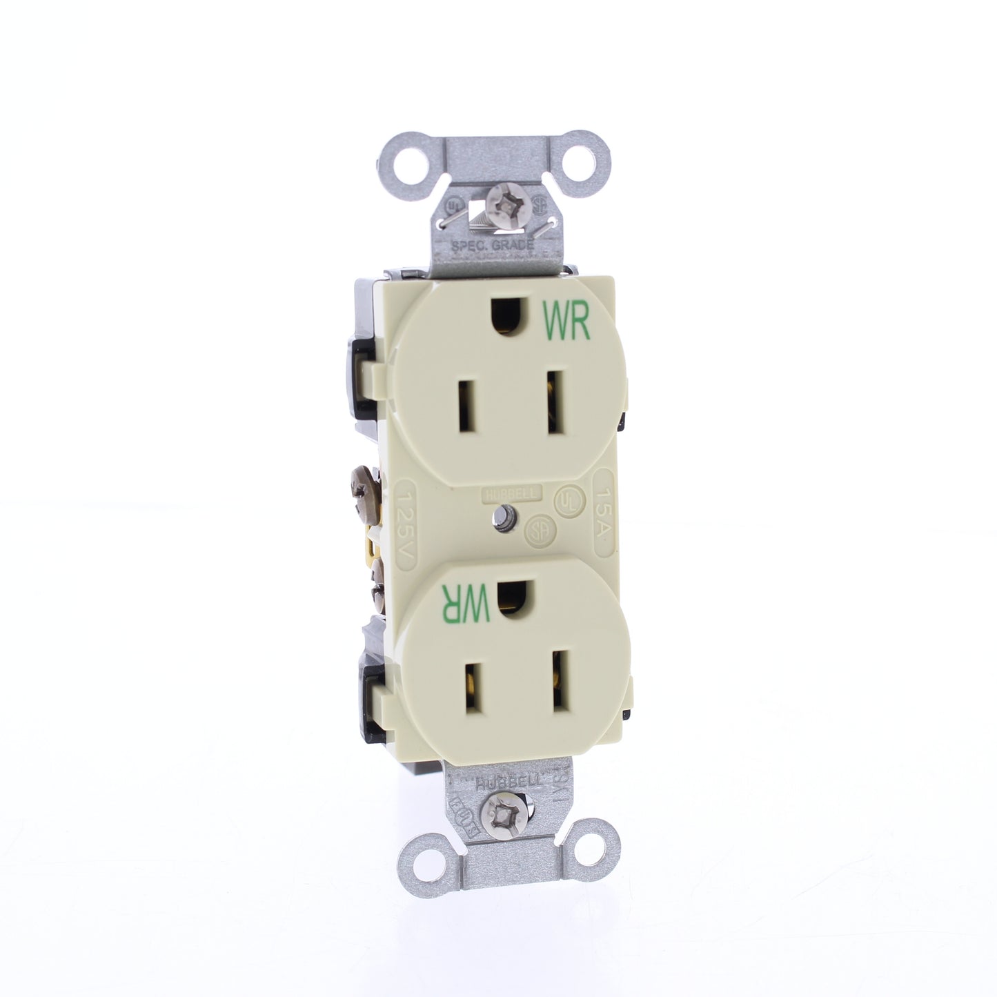 Bryant Ivory Weather Resistant Commercial Outlet Receptacle 15A CBRS15IWR