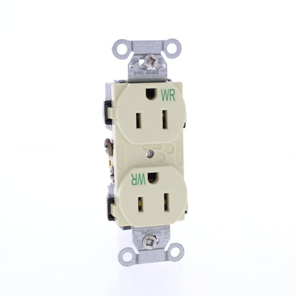 Bryant Ivory Weather Resistant Commercial Outlet Receptacle 15A CBRS15IWR