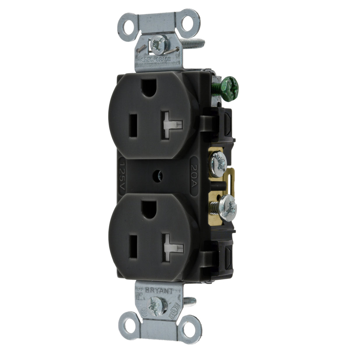 Bryant CBRS20BLKTR Black 20A Tamper Resistant Commercial Outlet Receptacle