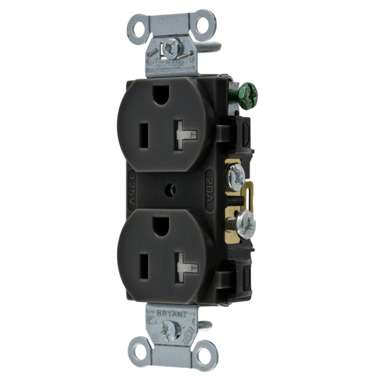 Bryant CBRS20BLKTR Black 20A Tamper Resistant Commercial Outlet Receptacle