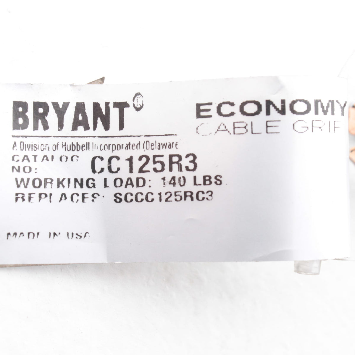 Bryant/Hubbell 3" Conduit Riser Grip Closed Mesh 1.25-1.48" Cable Cord CC125R3