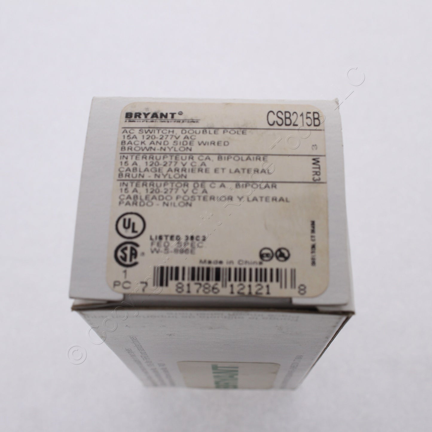 Bryant CSB215B Brown Double Pole Commercial Grade Toggle Wall Light Switch 15A