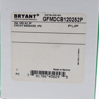 Bryant GFMDCB120252P Circuit Breaker for Gfci Sensing Module 25A 120V 2-Pole 1PH