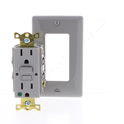 Bryant Gray Hospital Grade Self-Test Gfci Receptacle Duplex Outlet 15A GFST82GY