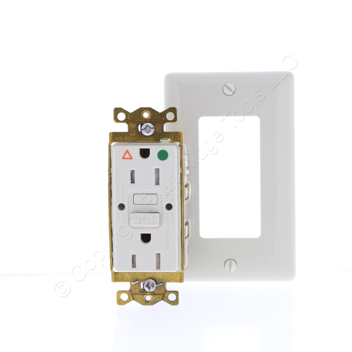 Bryant GFST82LAIG Lt Almond Hospital ISO GND SelfTest GFCI Receptacle Outlet 15A