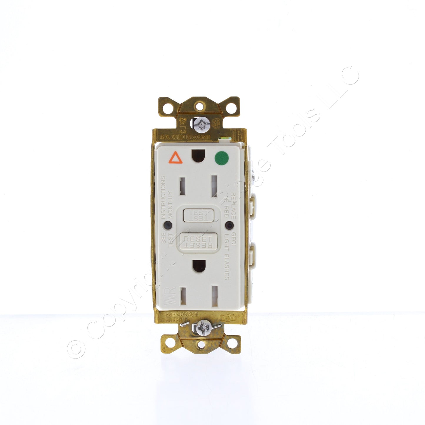 Bryant GFST82LAIG Lt Almond Hospital ISO GND SelfTest GFCI Receptacle Outlet 15A
