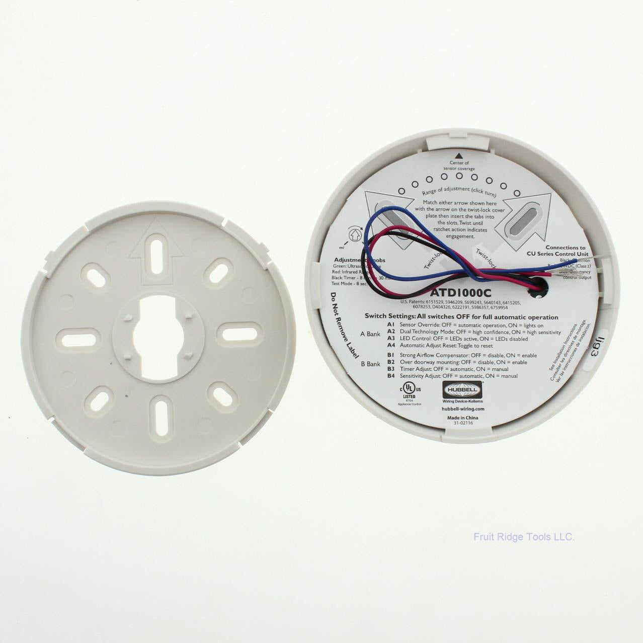 Bryant MSD1000C Occupancy Ceiling Sensor Adaptive PIR/US 1000ft� 24VDC 180�