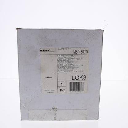 Bryant MSP1600W Occupancy Wall/Ceiling Sensor Wide Angle Adaptive PIR 1600ft�