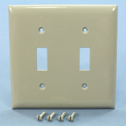 Bryant N1472 Gray 2-Gang Toggle Switch Unbreakable Nylon Standard Size Wallplate
