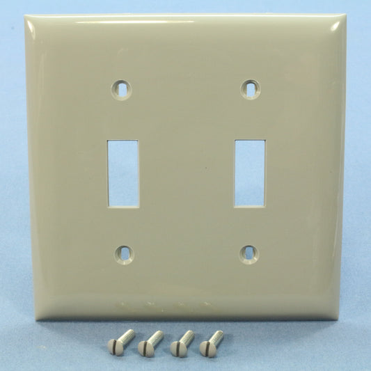 Bryant N1472 Gray 2-Gang Toggle Switch Unbreakable Nylon Standard Size Wallplate