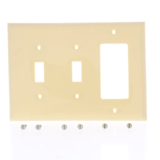Bryant N2133DM Ivory 3-Gang Toggle Decorator Unbreakable Nylon Wallplate Cover